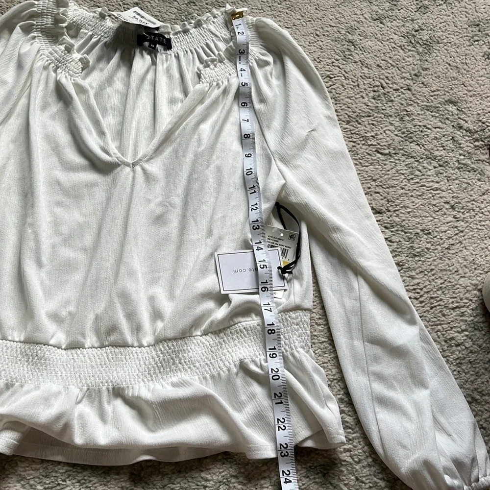 1 State. White long sleeve shirt V-neck size medium. NWT. - Picture 6 of 10